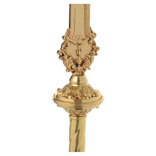 Processional cross, Baroque style in two tone brass 63x35cm 5