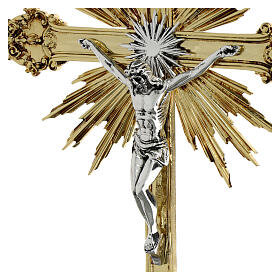 Krzyż procesyjny barokowy mosiądz dwukolorowy 63x35 cm