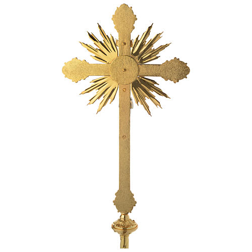 Processional cross, Baroque style in two tone brass 63x35cm 7