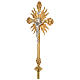 Processional cross, Baroque style in two tone brass 63x35cm s3