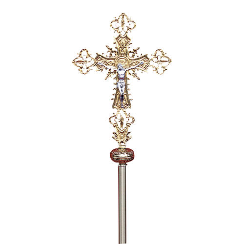 Krzyż procesyjny z mosiężnego odlewu 42x27 cm 1