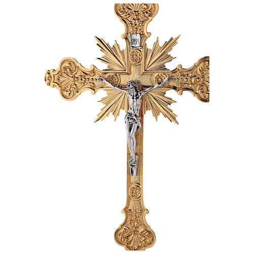 Croix procession en laiton moulé 58x37 cm 5