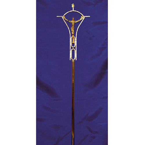 Cruz processional latão moldado bicolor 50x30 cm 2