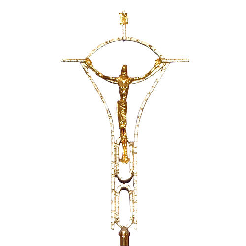 Processional cross in two-tone cast brass 50x30cm 1