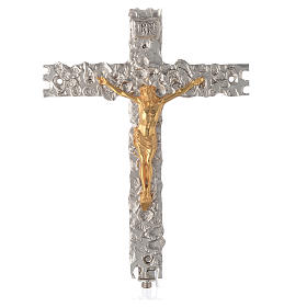 Croix de procession et supports: Croix procession laiton argenté 41x31 cm