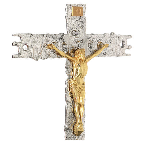Croix procession laiton argenté 41x31 cm 2