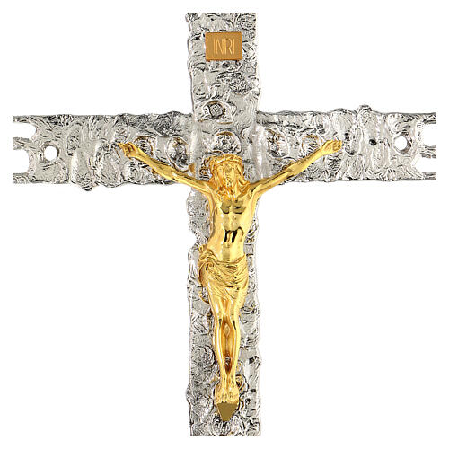 Croix procession laiton argenté 41x31 cm 4