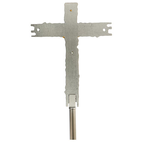 Croix procession laiton argenté 41x31 cm 5