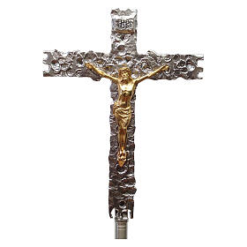Croce astile ottone dorato 41x31 cm