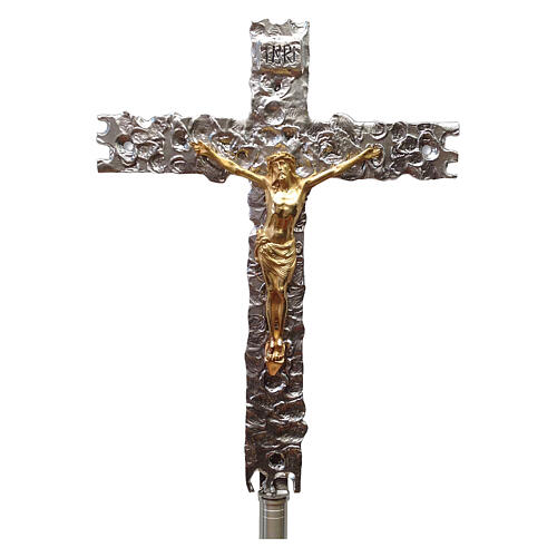 Krzyż procesyjny mosiężny pozłacany 41 × 31 cm 1