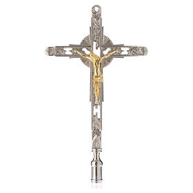 Croce astile processionale da innesto bronzo nikelato