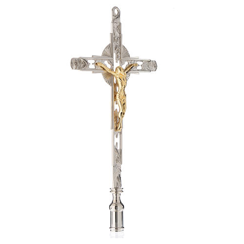 Croce astile processionale da innesto bronzo nikelato 2