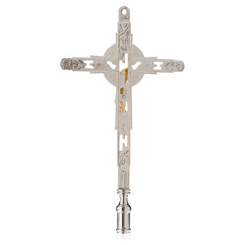 Croce astile processionale da innesto bronzo nikelato 3