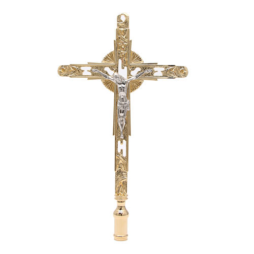 Cruz de procesión con injerto bronce dorado 1