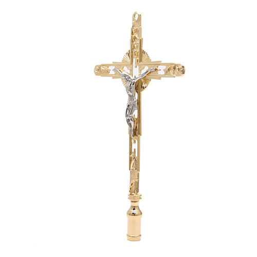 Cruz de procesión con injerto bronce dorado 2