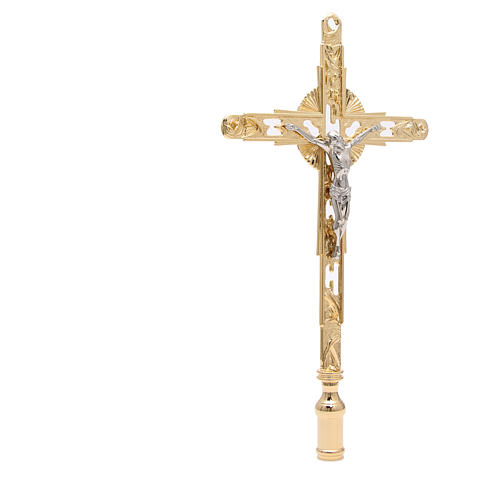Cruz de procesión con injerto bronce dorado 3