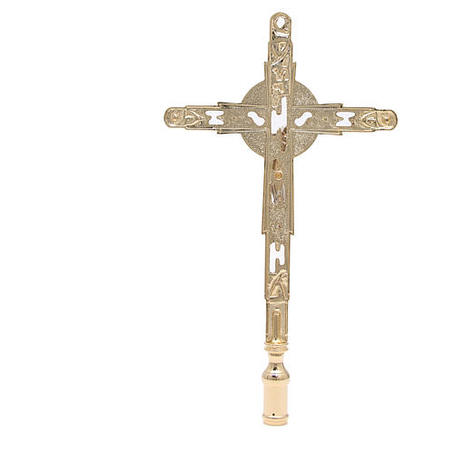 Cruz de procesión con injerto bronce dorado 4