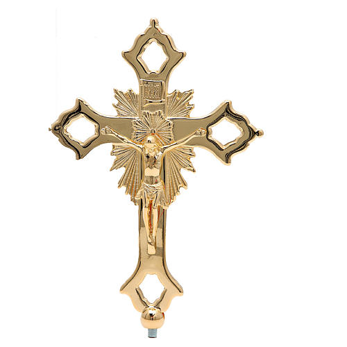 Croce da innesto per altare in ottone dorato 2
