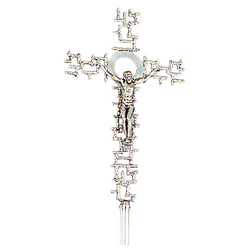 Croce astile ottone fuso argento 46x29 cm 1