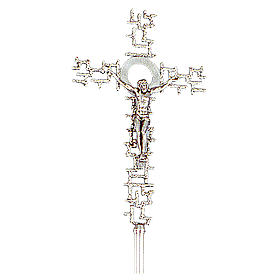 Processional cross in silver cast brass 46x29cm