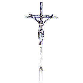 Processional cross in silver cast brass 48x24cm