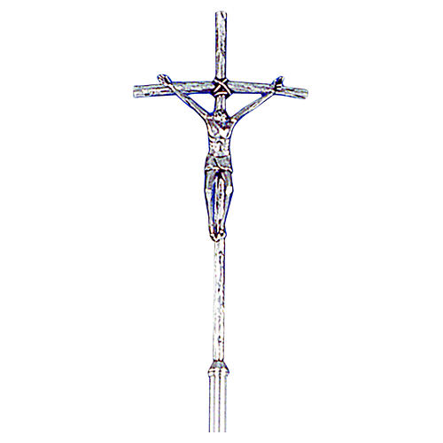 Processional cross in silver cast brass 48x24cm 1