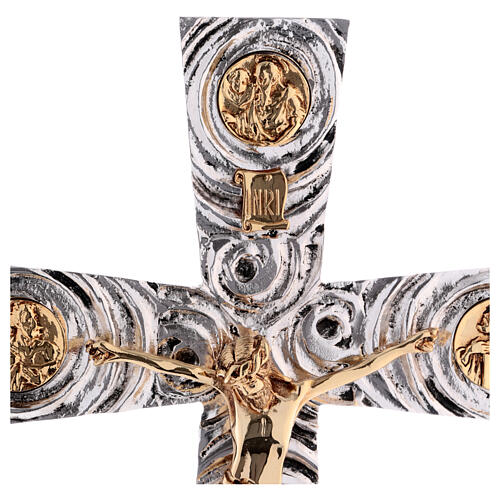 Croce astile in ottone con evangelisti 46x30 cm 5