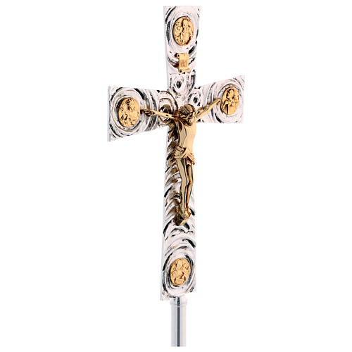 Croce astile in ottone con evangelisti 46x30 cm 7