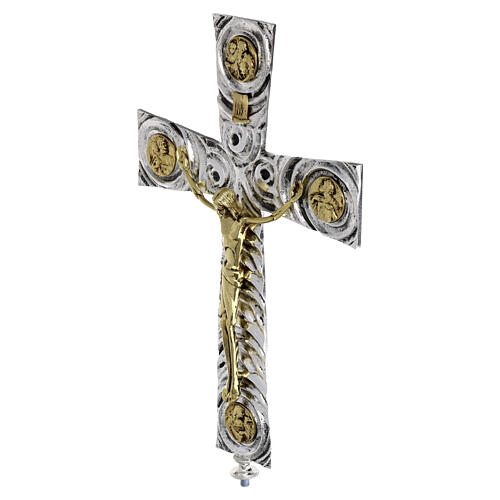 Croce astile in ottone con evangelisti 46x30 cm 2