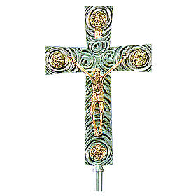 Cruz processional em latão com evangelistas 46x30 cm