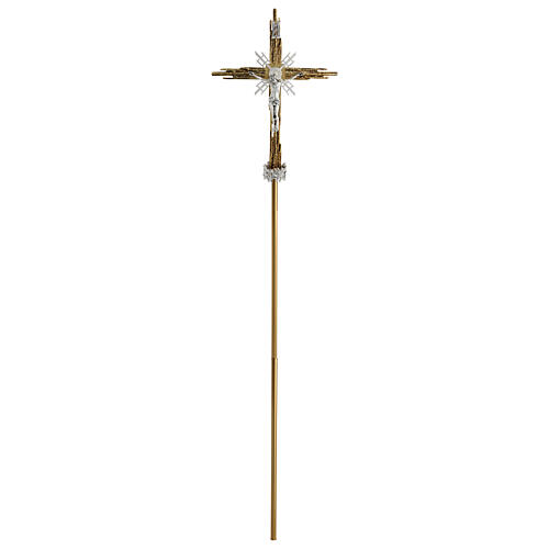 Processional cross in cast brass, silver and gold colour 68x49cm 2