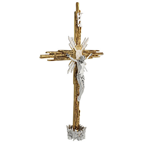 Processional cross in cast brass, silver and gold colour 68x49cm 4