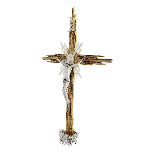 Processional cross in cast brass, silver and gold colour 68x49cm 6