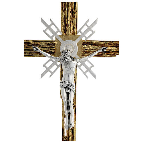 Croce astile ottone fuso oro argento 68x49 cm 3