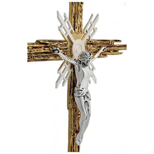 Croce astile ottone fuso oro argento 68x49 cm 5