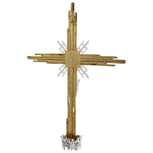 Croce astile ottone fuso oro argento 68x49 cm 9