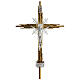 Croce astile ottone fuso oro argento 68x49 cm s1