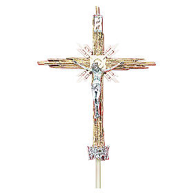 Processional cross in cast brass, silver and gold colour 68x49cm