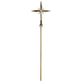 Processional cross in cast brass, silver and gold colour 68x49cm