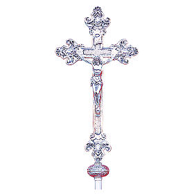 Croix procession 55x26 cm laiton moulé argent