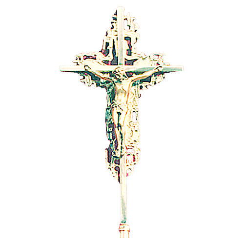 Cruz procesional 70x42 cm, latón fundido barroco rico 1