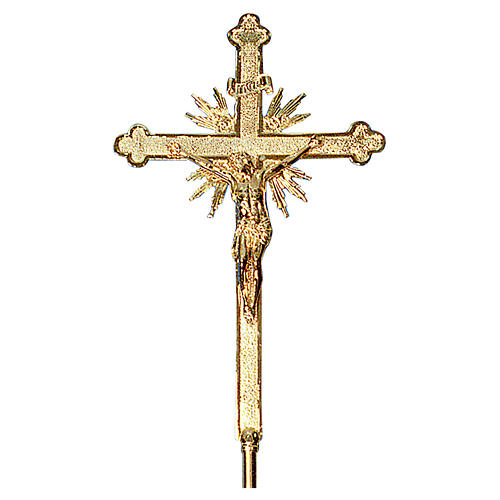 Cruz de procissão 70x42 cm latão moldado barroco 2