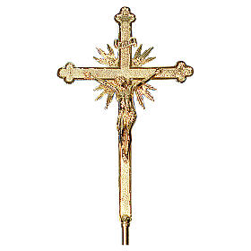 Processional cross in cast brass, baroque style 70x42cm