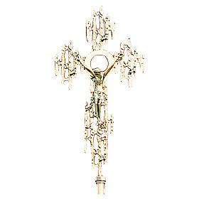 Cruz procesional de latón fundido oro 24K 52x26 cm