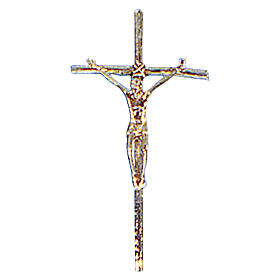 Processional cross in cast brass plated in gold 48x24cm