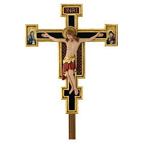 Vortragekreuz, Modell Cimabue, farbig gefasst, 221 cm Gesamthöhe