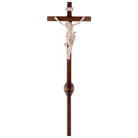 Croce astile Leonardo processionale legno naturale