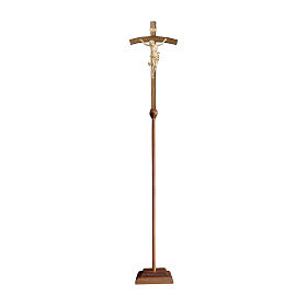 Cruz processional com base cruz curva Leonardo cera fio ouro