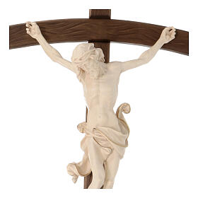 Processional cross in burnished wood, Leonardo crucifix and curved cross, waxed