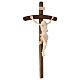 Processional cross in burnished wood, Leonardo crucifix and curved cross, waxed s5